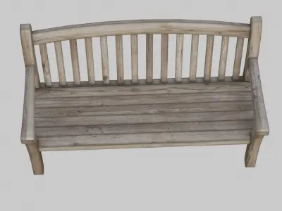Bench outdoor - aged wood Low-poly 3D model