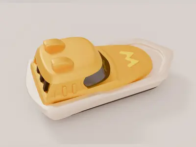 3D Yort Speed Boat Stylized 3D yacht Game Asset Free low-poly 3D model