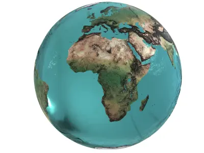 Earth Water 3D Globe Contours Map Low-poly 3D model