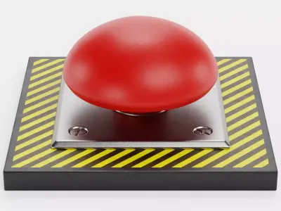 Emergency Button V3 - Mushroom Push Switch Industrial Control 3D model