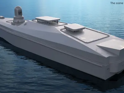  Maritime Unmanned Combat Vessel on Water 