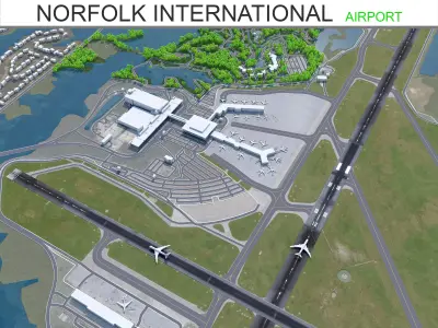 Norfolk International Airport 10km Low-poly 3D model