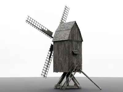 old wooden windmill 3D model
