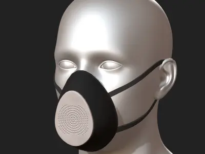 Gas mask respirator  scifi technology  Low-poly 3D model