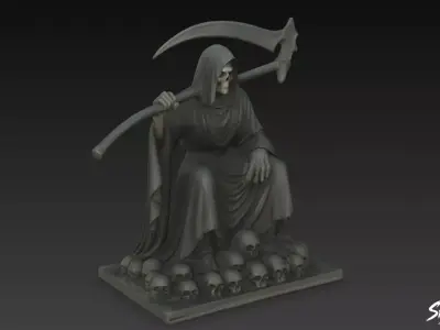Death Reaper Statue Warlord Pose Low-poly 3D model