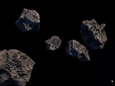 Astroid and Planet Low-poly 3D model