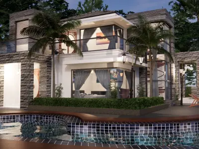 MODERN TROPICAL HOUSE 3D model purchase