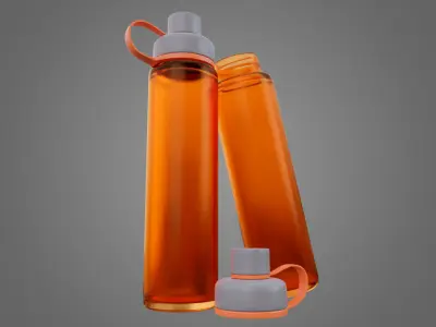 Orange Water Bottle Low-poly 3D model