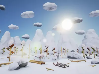 Low Poly Winter Landscape Full Packs Low-poly 3D model
