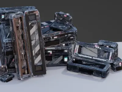 Sci-Fi Crate Box Sci Fi Pack Bundle Kitbash Pack Low-poly 3D model