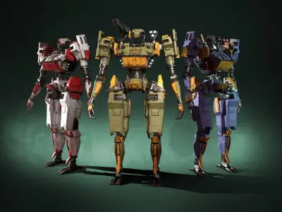 Humanoid Robot 02 Heavy Armor Low-poly 3D model Low-poly 3D model