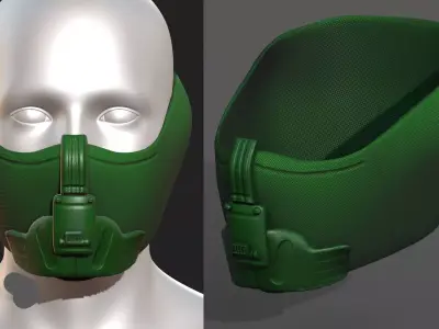 Gas mask respirator scifi futuristic 3d  Low-poly 3D model 9