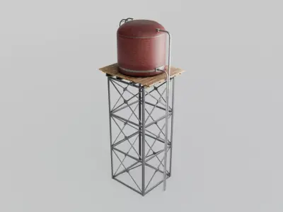 Tall Water Tower with 4K Textures Low-poly 3D model