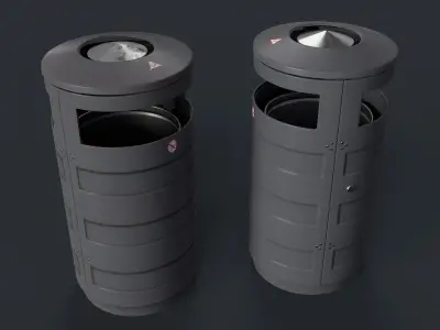 Street Trash Can 13 PBR Game Ready Low-poly 3D model