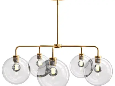Sculptural Glass 5-Light Globe Chandelier 3D model