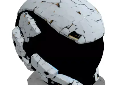 SciFi Helmet Futuristic Damaged Design Low-poly 3D model