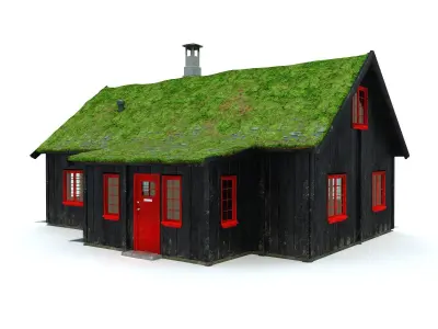 Faroe Island House Low Poly 3d Model Low-poly 3D model