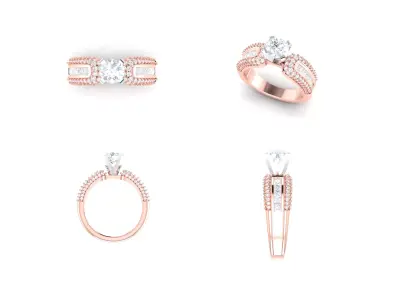 Rose Gold Women Diamond Ring 3D print model 3D print model 36