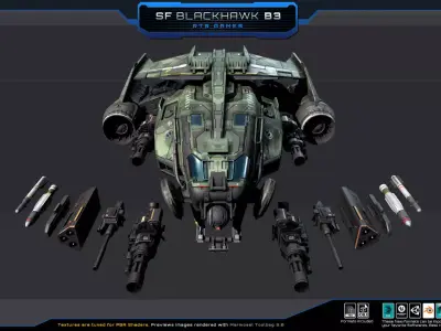 Black Hawk Bomber - B3 Low-poly 3D model