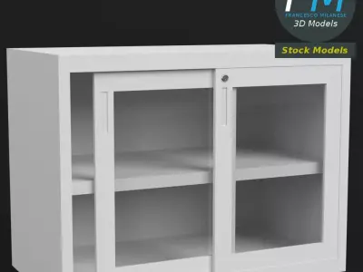 Filing cabinet with glass doors 3D model