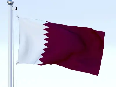 Animated Qatar Flag Low-poly 3D model