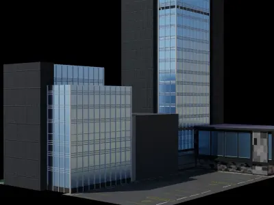 skyscraper tall building Low-poly 3D model