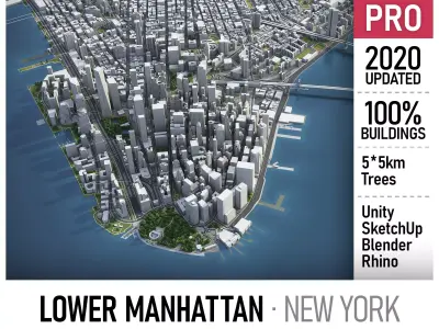 New York - Lower Manhattan Low-poly 3D model