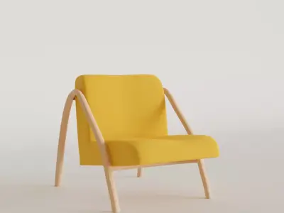 Yellow Chair with wooden structure Free low-poly 3D model