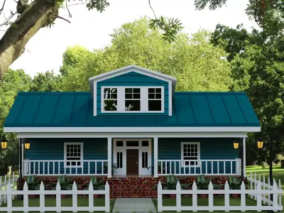 Exterior House Scene 3D Model Low-poly 3D model