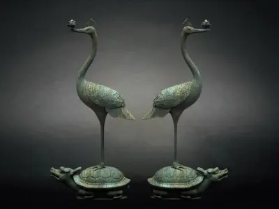 Turtle cultural relics crane model ancient bronze  3D model