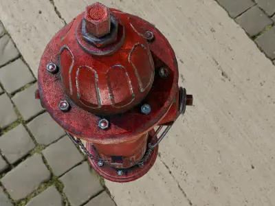 Fire Hydrant  Game Ready Asset  PBR  4K Textures Low-poly 3D model