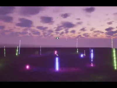 Unreal Engine 5 colorful Magical VFX RAIN effect animation Low-poly 3D model