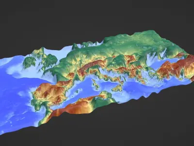 Europe Map Topography Low-poly 3D model