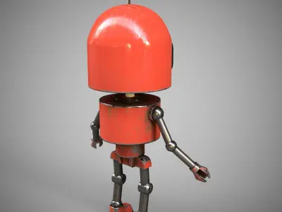 A low-poly 3D modelof a red Robot Low-poly 3D model Low-poly 3D model