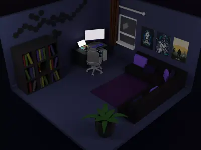 Gamer Room Low-poly 3D model