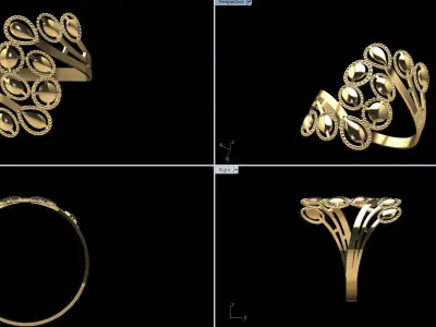 RING109 gold leaf ring 3D print model