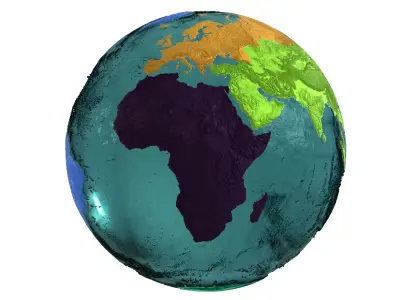 Earth Water 3D Globe Continents   Low-poly 3D model