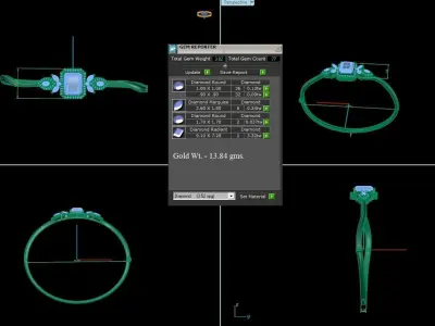 Diamond light gold bracelet 3D print model purchase
