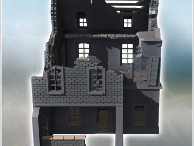 Two-story building with baroque-style roof windows and rear anne 3D print model purchase