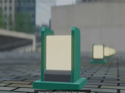 Street Light 8 Bollard Moss Green Version 3D Model Pack