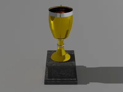coppa oro argento su piedistallo gold and silver cup on pedestal 3D model