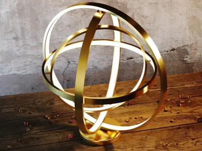 lampshade table lamp with globe in middle Low-poly 3D model