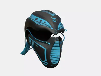 SciFi Ninja Mask A10 Black Blue - Character Design Fashion Low-poly 3D model