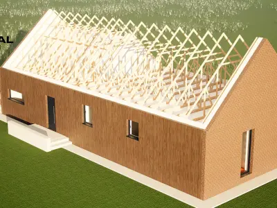 Modern House Truss System Low-poly 3D model