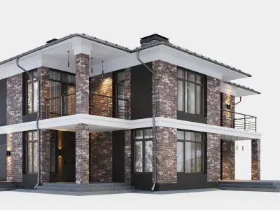 Modern two-story cottage 3D model