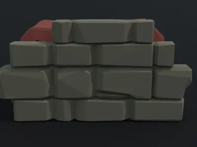 Cartoon butcher market Polygonal Free low-poly 3D model
