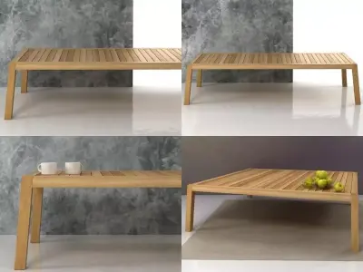 Anne four different wooden tables 3D model