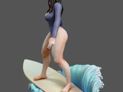 Carol woman on surfboard 3D print model