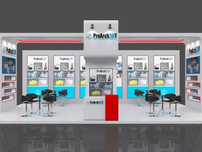 Exhibition stall 9 mtr x 6 mtr 3 sides open 3D model