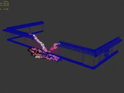 Game Grass Temple Village - broken wall 03 3D model